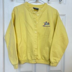 90s Embroidered Maine Exist Sports Line Butter Yellow Sweatshirt Cardigan Size S